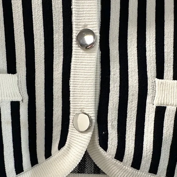 Veronica Beard Black and White Striped Vest - Picture 5 of 5
